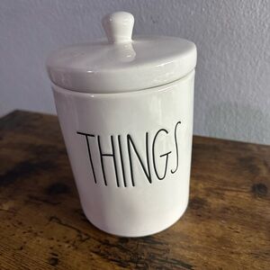 Rae Dunn Ceramic Canister – “THINGS” with Lid